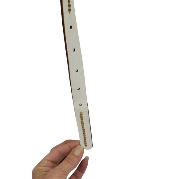 Fossil Belt Leather Skinny White Cincher Rope‎ Detail Cowgirl Country Western S - Picture 8 of 11